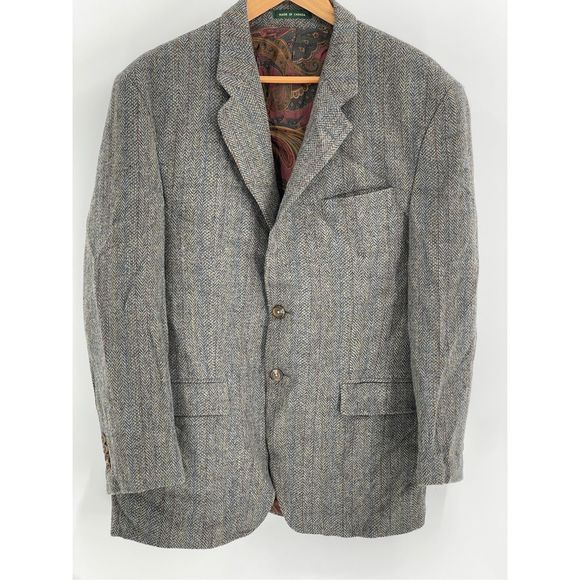 Lauren Ralph Lauren Wool‎ Blazer Men's Size 41 R Gray Multicolor Sports Coat